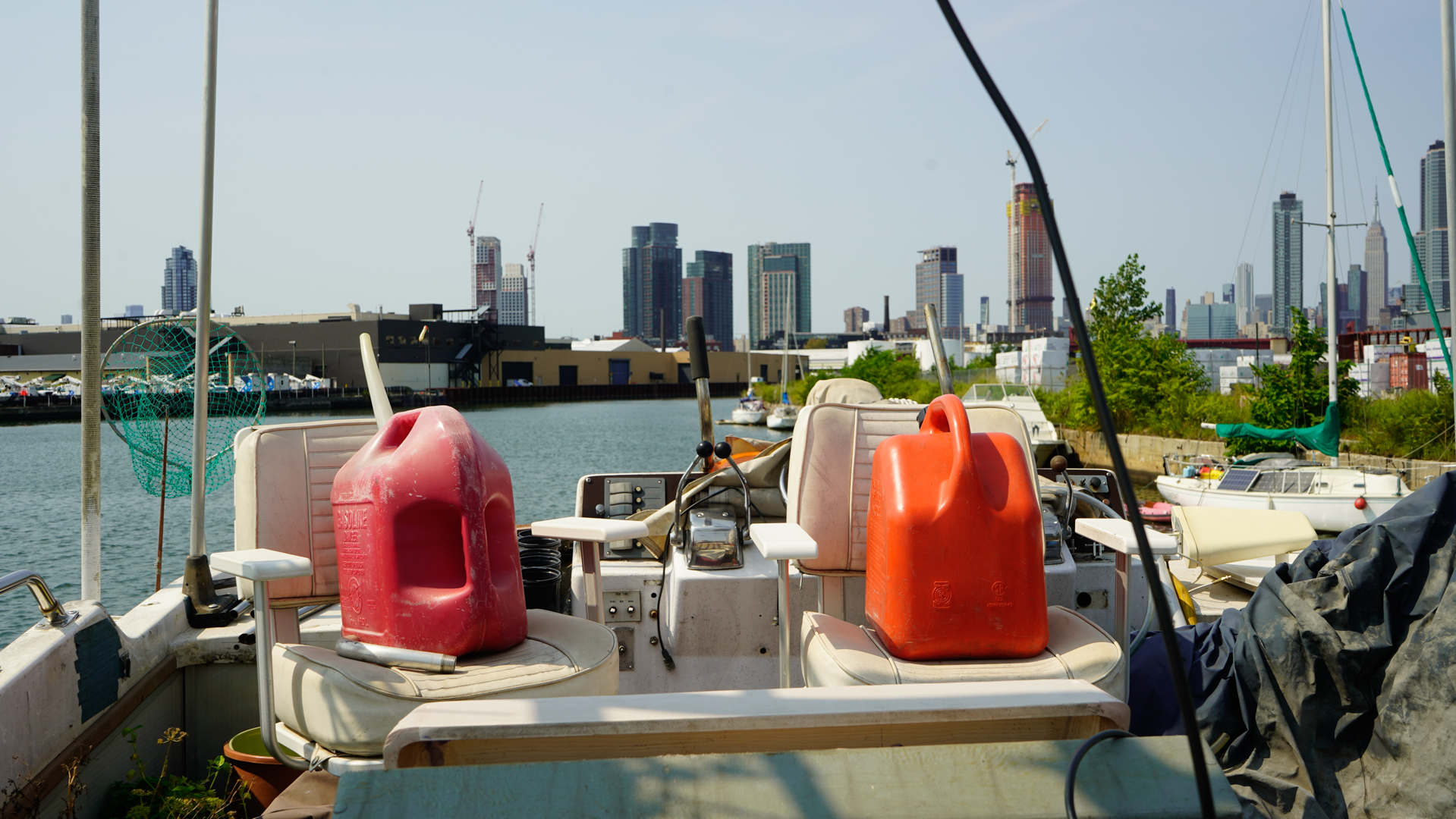 Fuel containers on a boat
